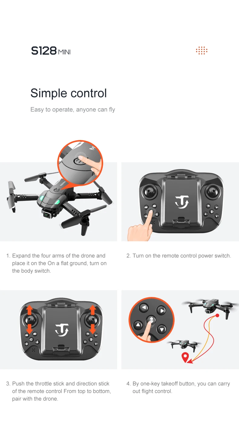 hunters 2.4 ghz rc 6 axis gyro quadcopter S128 Mini Drone 4K HD Dual-camera Aerial Camera Quadcopter Fixed-height Three-sided Obstacle Avoidance Remote Control Aircraft aerocraft drone 6ch remote control quadcopter
