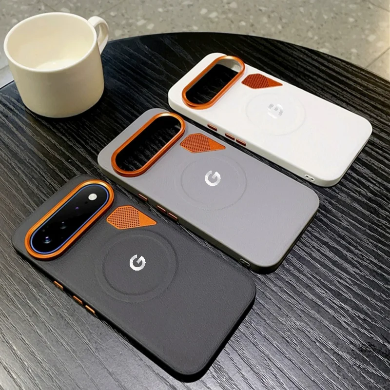 Premium Business PU Leather Phone Case with MagSafe and Alloy Lens Protection