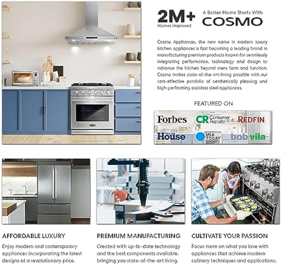 Cosmo UC30 Stainless Steel Under Range Hood 30, Cosmo Range