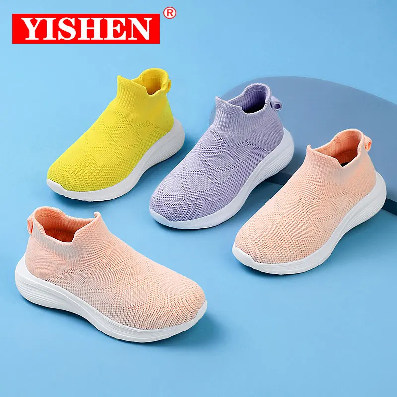 

YISHEN Girls Socks Shoes Children Sneakers Breathable Mesh Sports Shoes School Casual Shoes Zapatillas Infantiles Fashion Trend