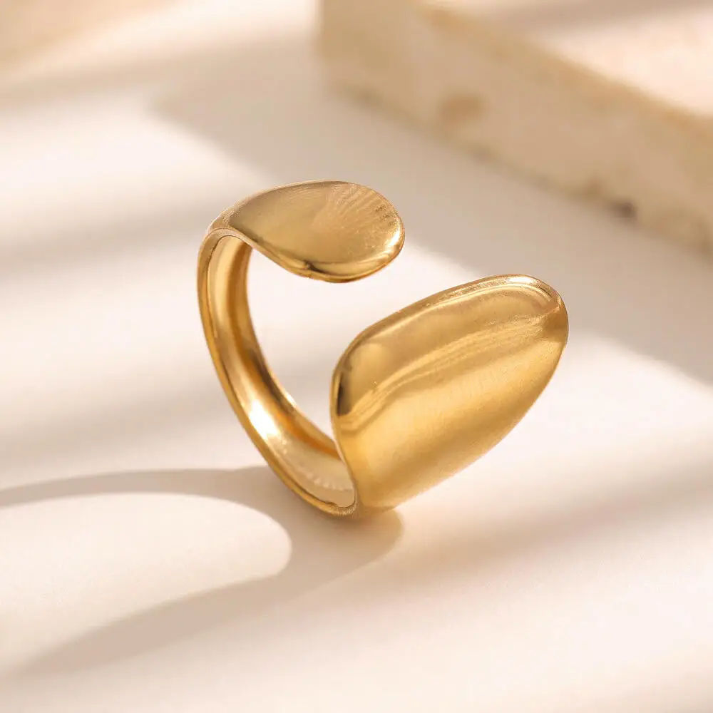Anelli Lisci in Acciaio Inossidabile Stile Retrò per Donna e Uomo, Anello Punk Geometrico Irregolare Apribile, Gioielli Impermeabili Popolari 2026, Idee Regalo - immagine 2