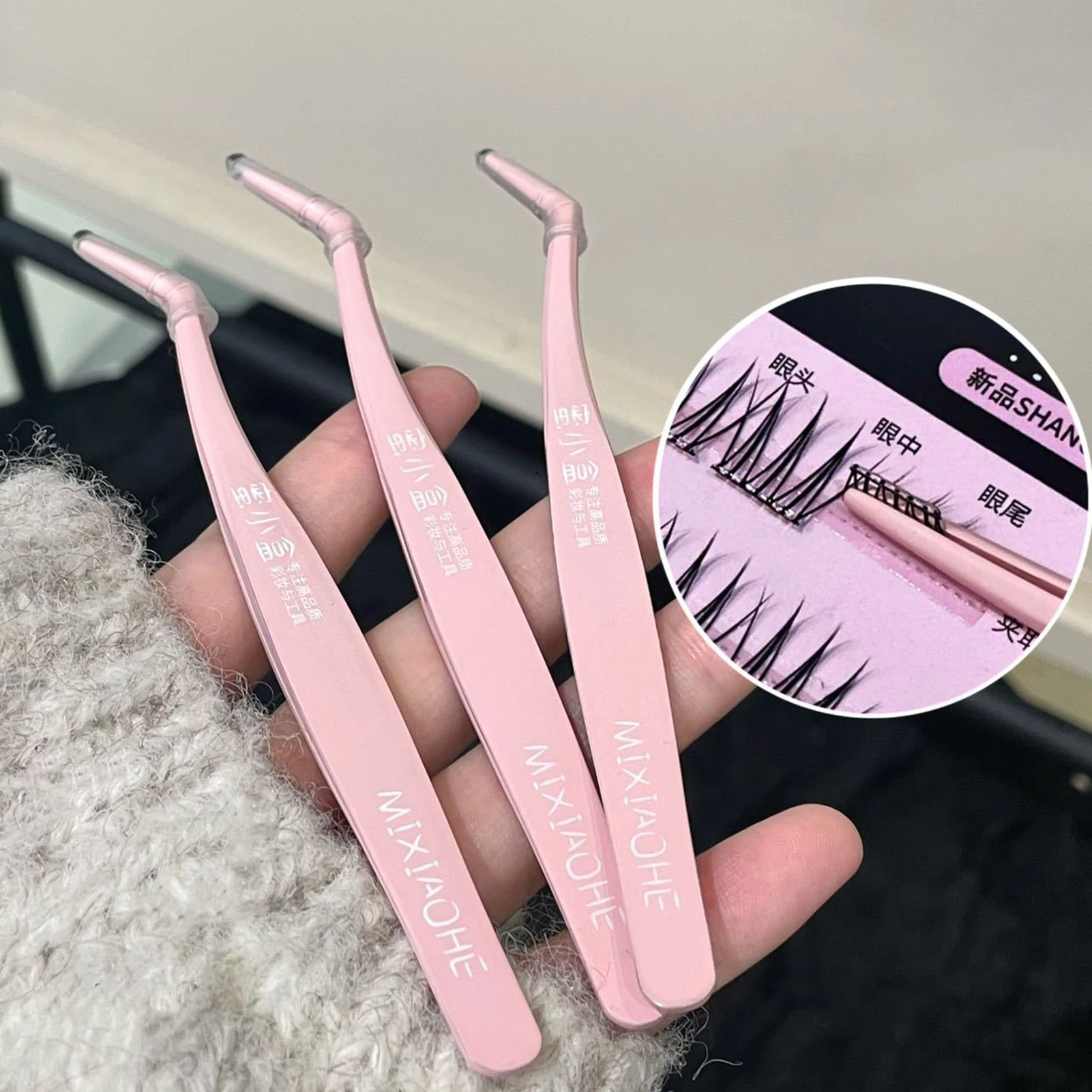 1/2pcs 핑크 핀셋 비 스틱 속눈썹 핀셋 다용도 스테인레스 스틸 전문 속눈썹 ..