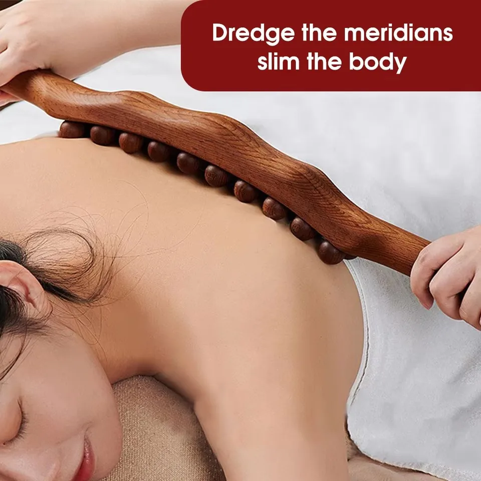 Rolling Pin Universal Back Needle Massage Tendons Beech Wood Scraping Stick Point Treatment Guasha Relax Therapy Tool_voghion.com