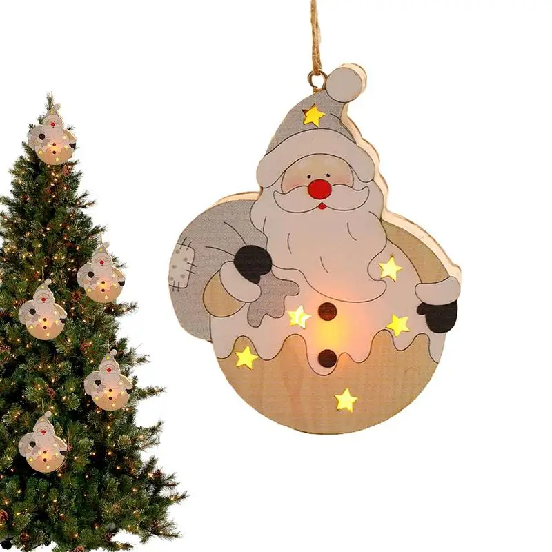 

Wood Pendants For Christmas Tree Cartoon Wood Pendants With Warm Lights Room Ornaments For Railings Door Wall Window Christmas