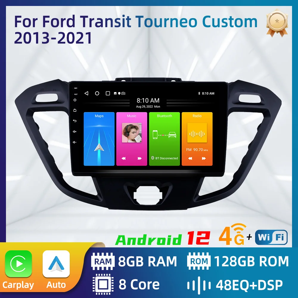 4G+64G PER FORD Transit Tourneo Custom 2013-19 autoradio 13 Carplay Kam