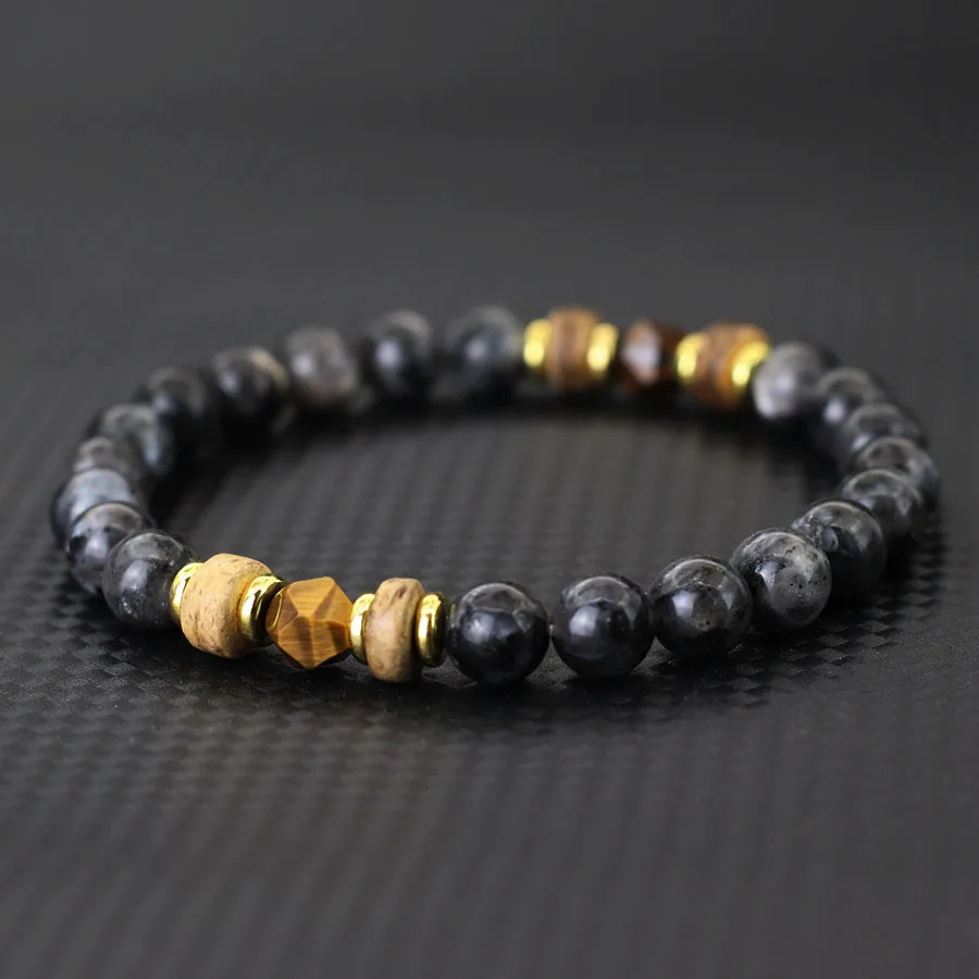 Men Natural Stone Handcrafted Tiger Eyes Beads Bracelet
