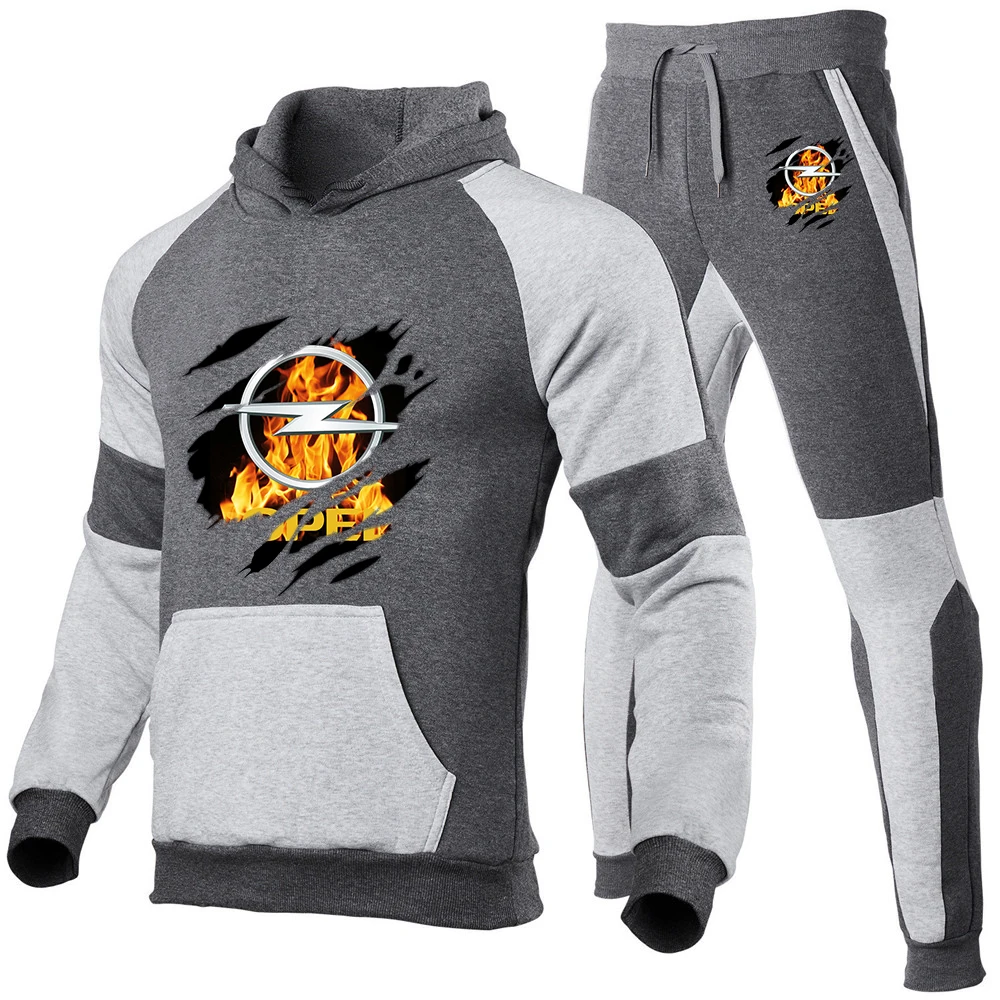 OPEL 2024 New Men's Spring and Autumn Zipper Hoodies Sweatpant Harajuku Sports Gradient Color Comfortable Versatile Suit 3