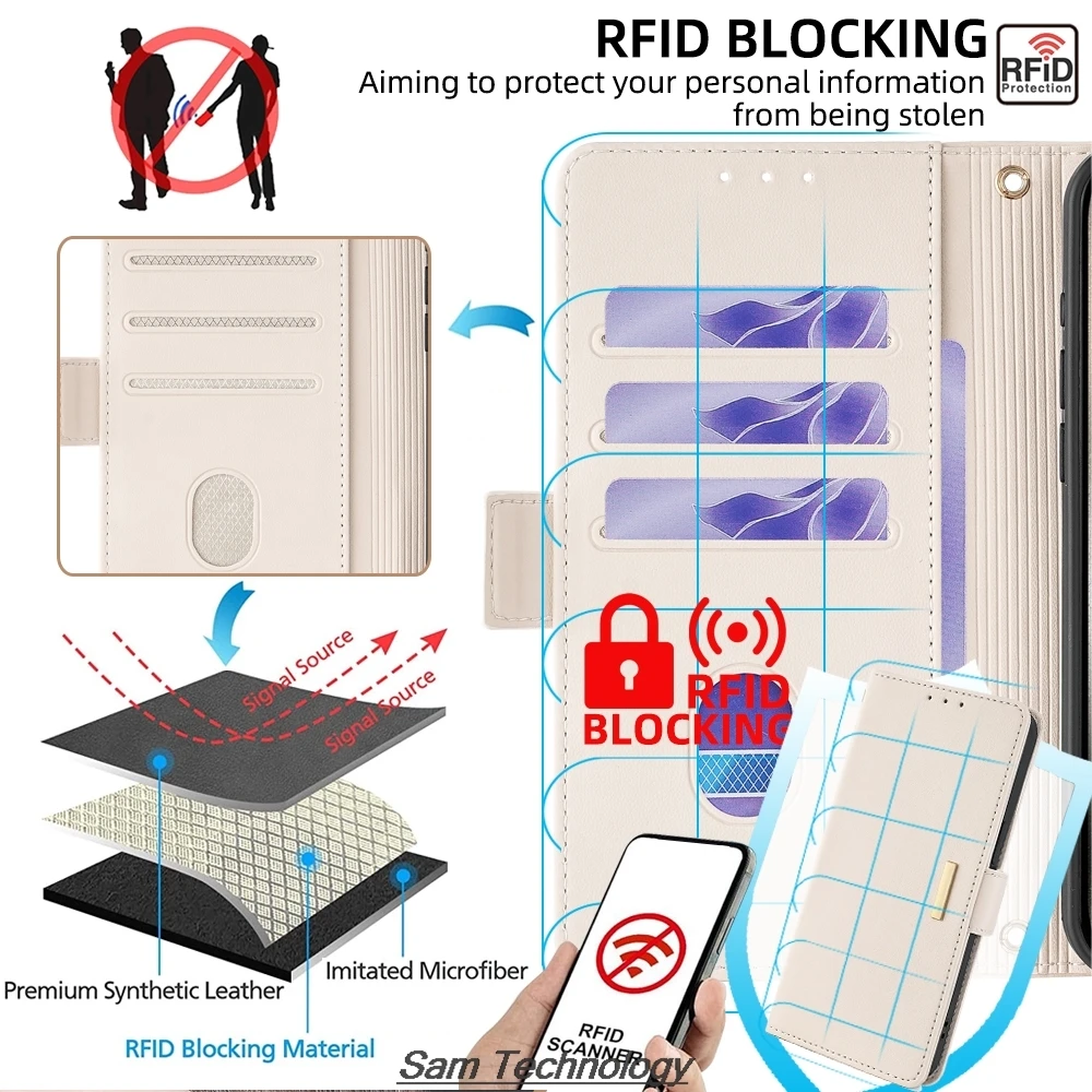 Magnetic buckle Leather Case for Huawei P60 / P 60 Pro Wallet RFID BLOCKING Flip Cover female Simple Capa Fundas Coque 6