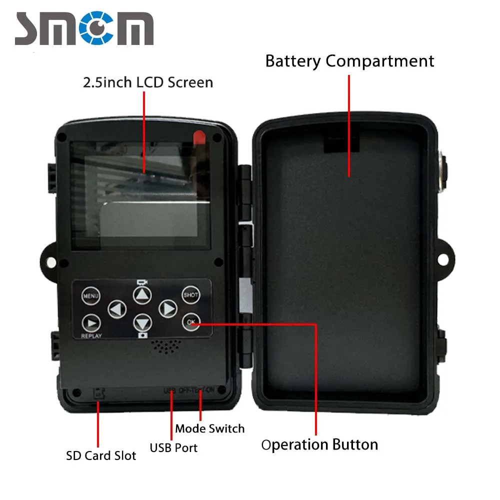 1080P HD Hunting Camera with 2.5-inch Display 16MP Infrared Night Vision Outdoor HD Hunting Camera Infrared Sensing Distance