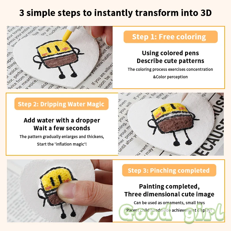 10 PCS 3D 스테레오 폼 질감 그림 DIY 수제 그림 나무 패들 스폰지 크리 에이 티브 빈 드로잉 보드