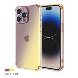 Gradient Airbag TPU Shockproof Phone Case Cover - iPhone 13 (Black gold)