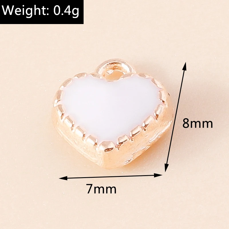 30 Stück 8*9mm 7 Farben Metall-Emaille Kleine Mini-Herzanhänger Vergoldete Liebesanhänger für DIY Armband Halskette Schmuckherstellung – Detail 21