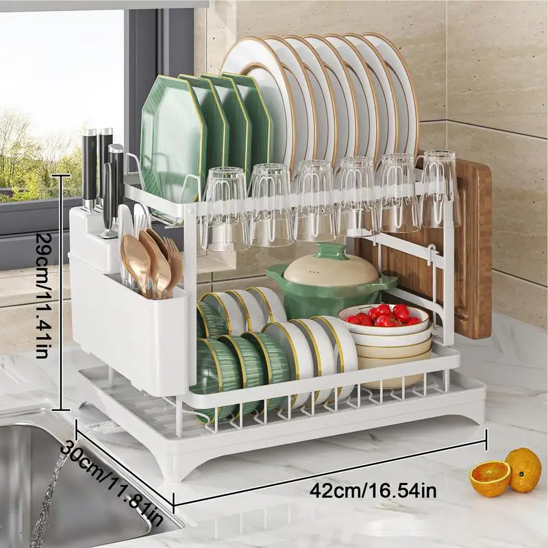 1pc Dish Rack, Space Saving Dish Drying Rack, Dish Racks For Kitchen  Counter With Cutting Board, 2/3-Tier Kitchen Drying Rack With Cutlery  Holder, Drying Rack For Dishes, Knives, Spoons, And Forks, Organization