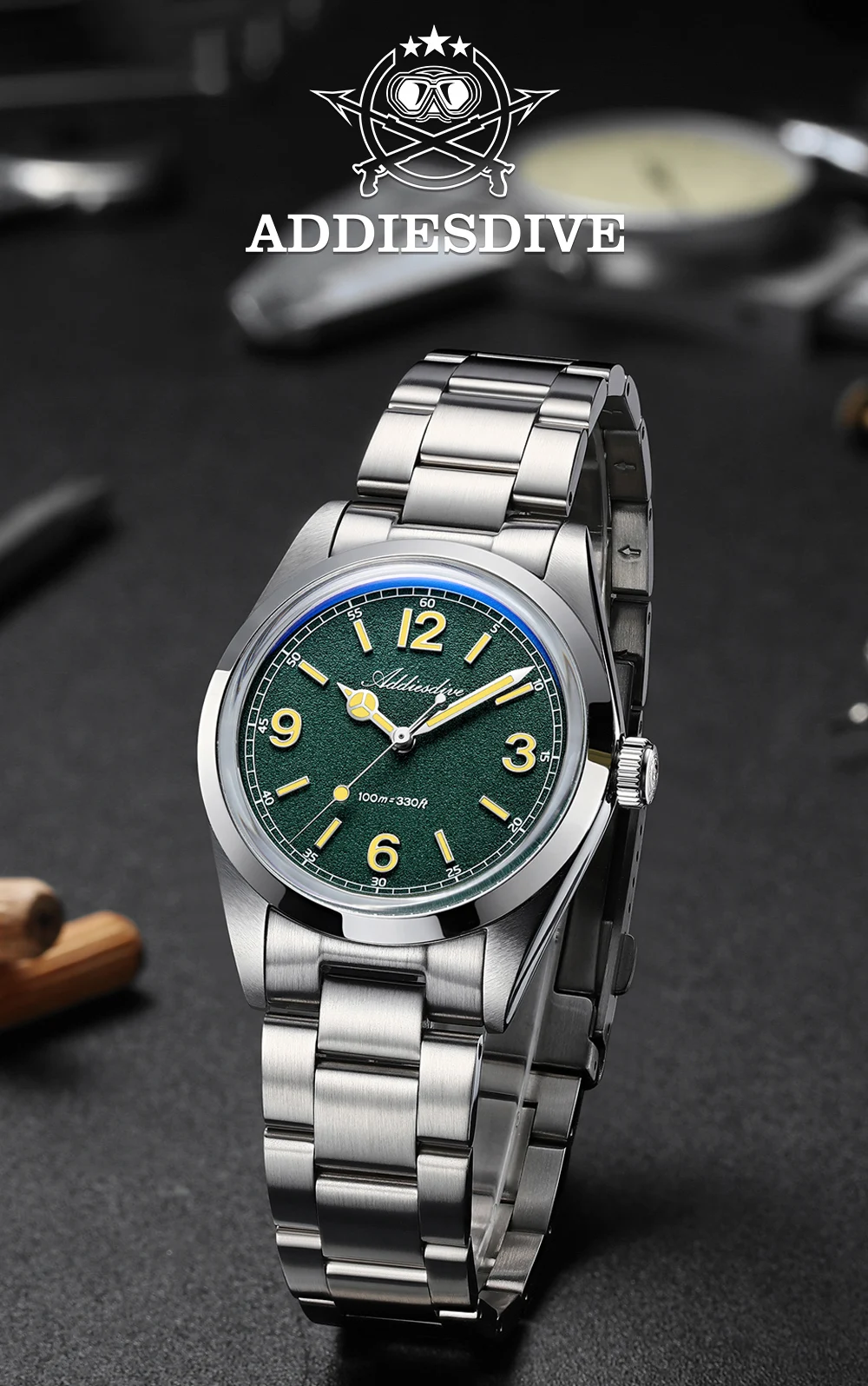 Men's Quartz Watch Japan VH31 Movement 100M Waterproof K1 Glass