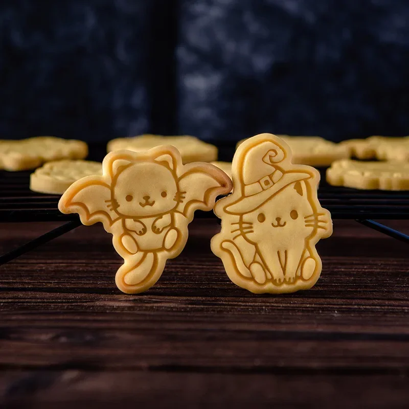 Cookie Cutter Cute Cat Halloween Fondant Cake Mold Biscuit Cookie Plunger Cutters Sugarcraft Cake Decorating Tools