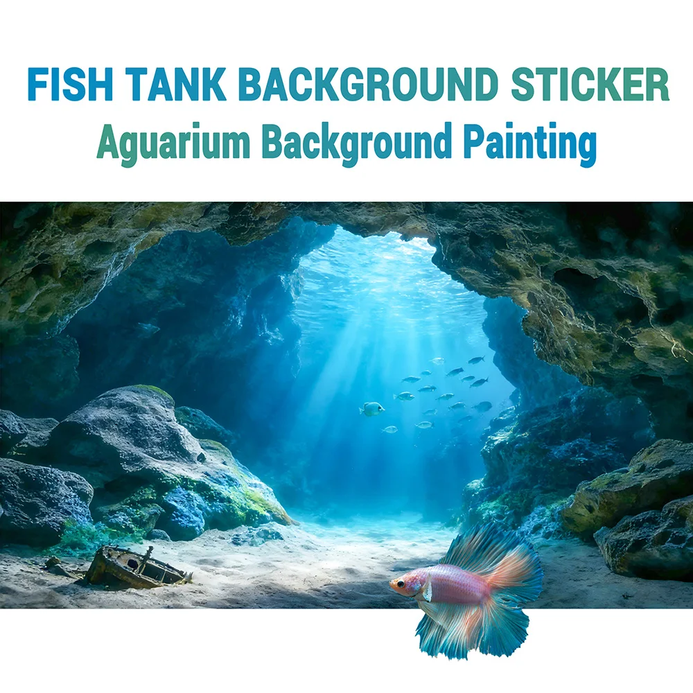 Deep Sea Blue Hole Aquarium Background Sticker - Self-Adhesive Landscape Decoration