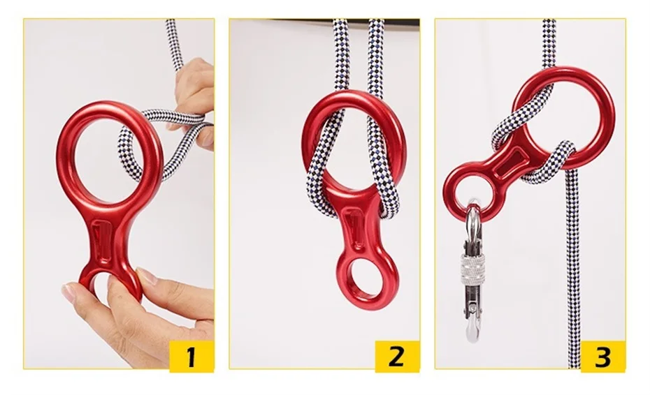 Klettern Karabiner 8 Form Rigging Abseilgerät Aluminium Figur Sicherungsgerät Abseilen 35 kN Acht Ring Downhill Ausrüstung – Detail 4
