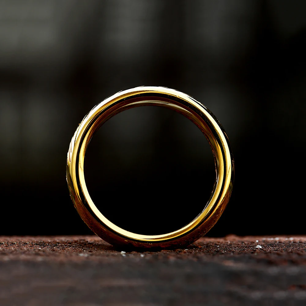 2024 New Trendy Simple 3D Carved Faith Ring Stainless Steel Couple Color Plated Chain Rings Retro Men's Jewelry Gifts Custom 3