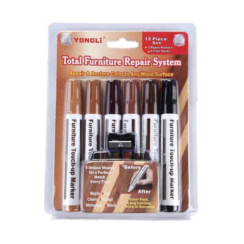 Furniture Repair Kit Wood Markers - 13 - Markers And Wax Sticks With  Sharpener Kit, For Scratches