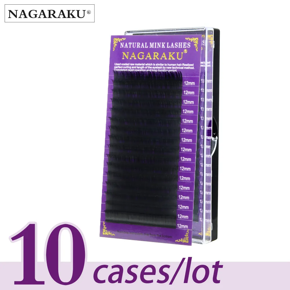 NAGARAKU 10 Cases Eyelashes Extensions Individual Mink High Quality Soft Natural Light False Lashes Premium Black Makeup |