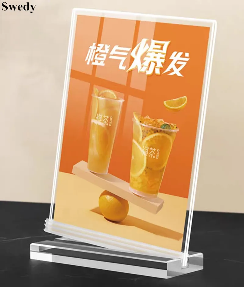 투명 아크릴 사인 거치대 디스플레이 스탠드, 사진 그림 포스터 프레임, 선물 레스토랑 메뉴 가격 목록, 종이 거치대, A6 100x150mm