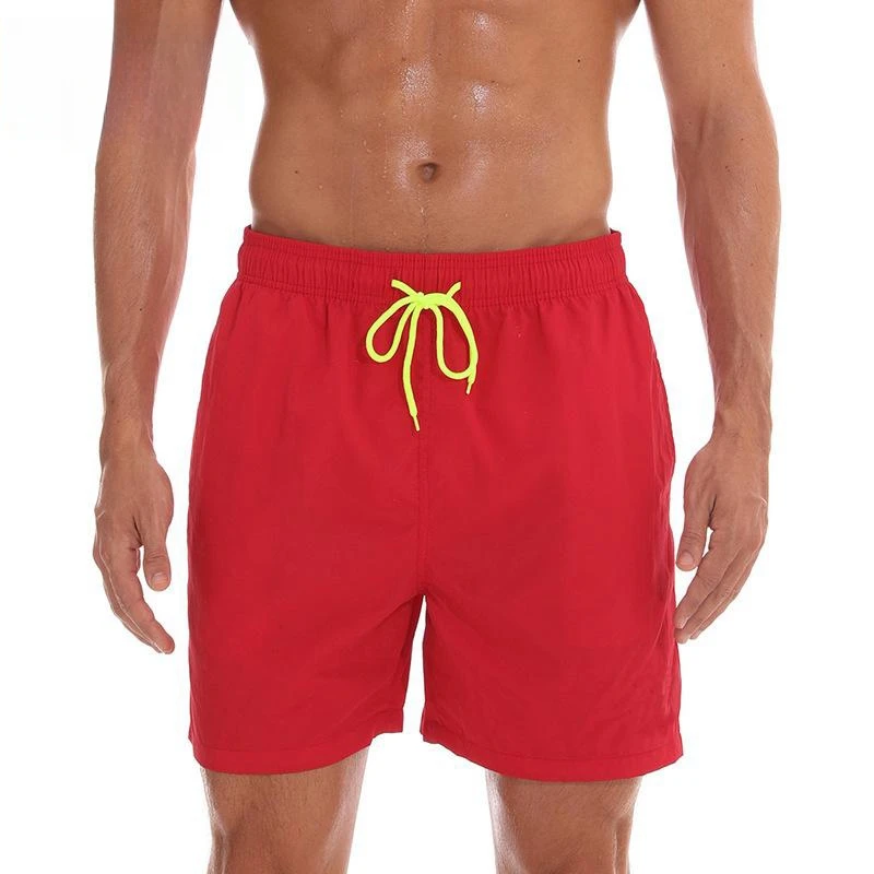 Summer Men's Solid Color Vacation Swimming Beach Pants Quick Drying Breathable Sport Casual Quarter Shorts