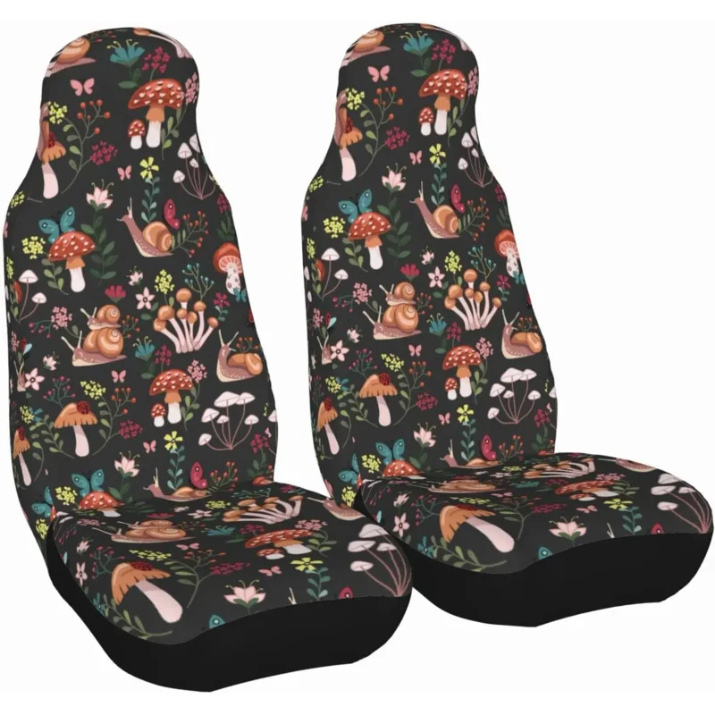 

Car Seat Covers Set 2Pcs Mushrooms Snails Butterflies Universal Front Car Seats Vehicle Enterior Protector Suitable Fit Most Car