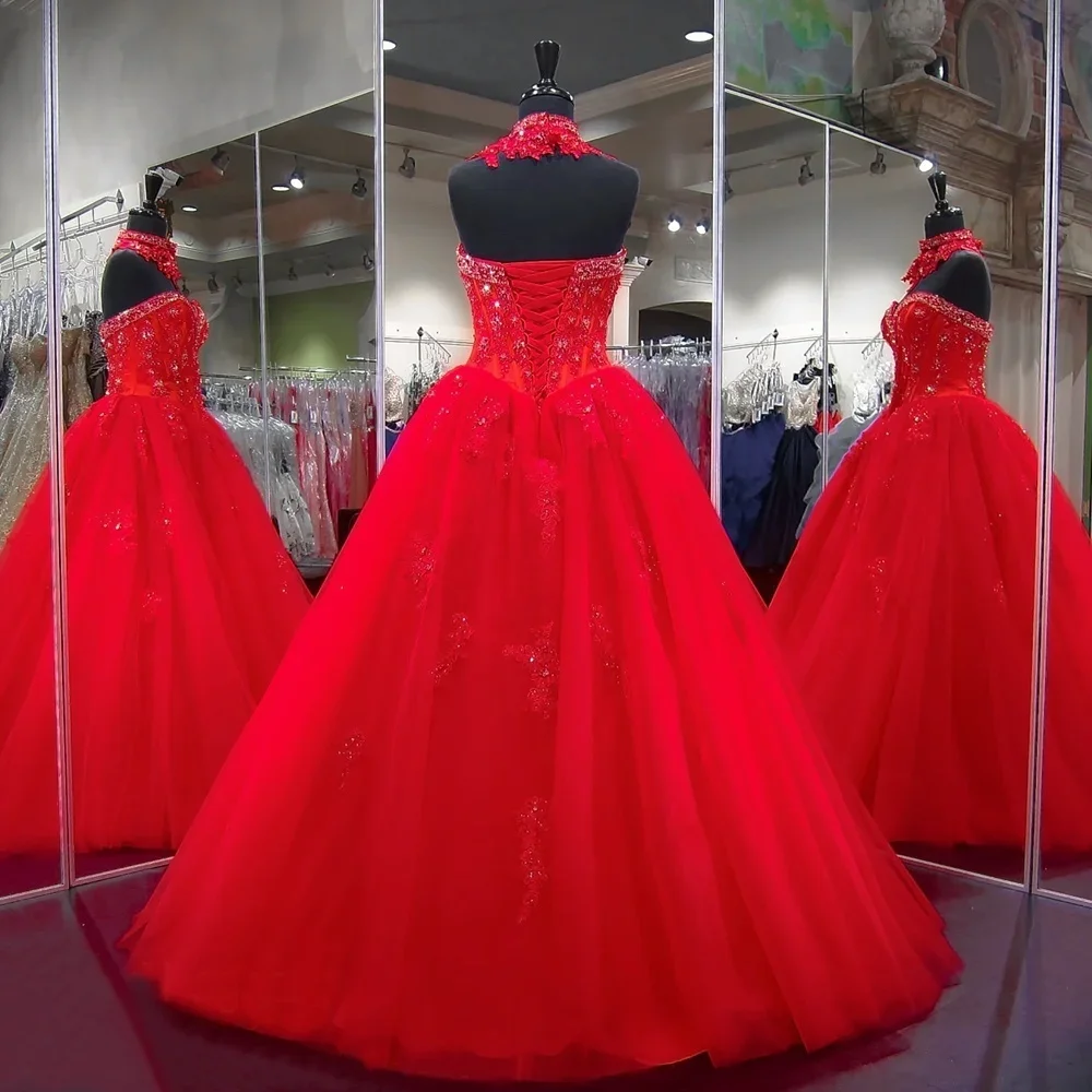 

Роскошное бальное платье с сердечком, платье для Quinceanera, платья для 15 лет, искусственная аппликация, бисероплетение, официальное маскарадное платье принцессы на день рождения