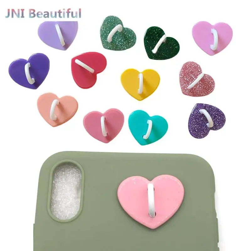 Kawaii Adhesive Metal Heart Phone Charm Holder Mobile Phone Case Finger