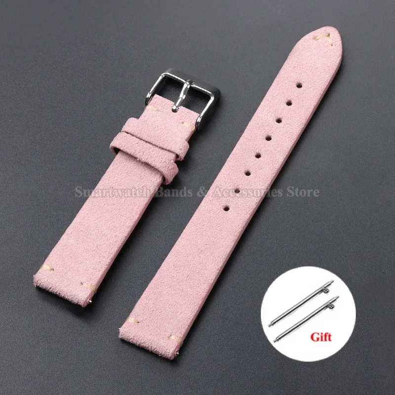 Vintage Suede Leather Quick Release Watch Strap - Handmade Bracelet in Multiple Sizes