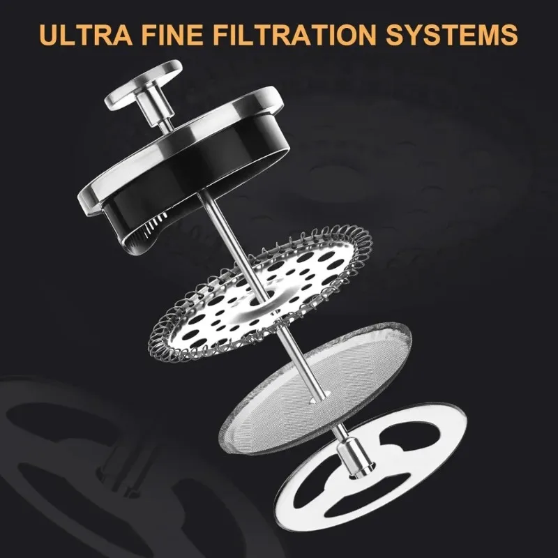 French Coffee Machine Coffee Press Filter Press Milk Frother Stainless Steel Bracket Heat-resistant Glass 3 French Coffee Machine Coffee Press Filter Press Milk Frother Stainless Steel Bracket Heat-resistant Glass 3