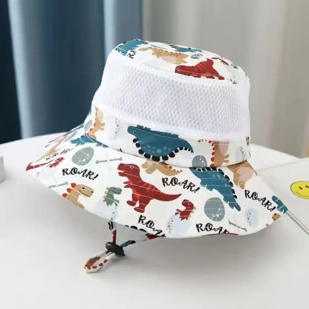 Breathable Baby Sun Hat Cute Cartoon Print Wide Brim Summer