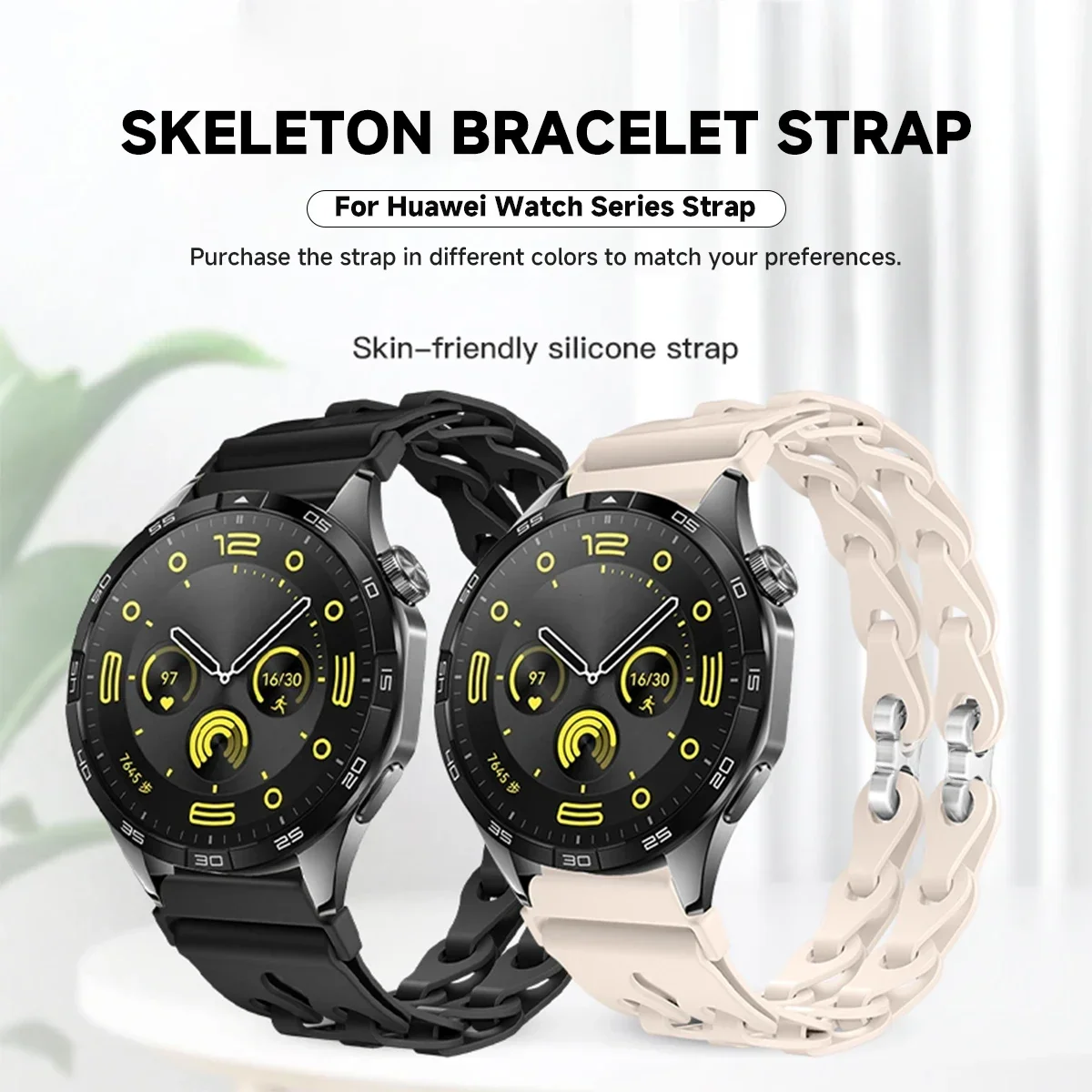 Silicone Chain Strap - 20mm/22mm Versatile Smartwatch Bracelet
