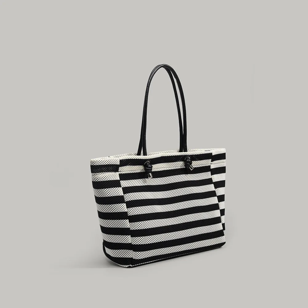 Hand-woven Women's Shoulder Handbag Bohemian stripe Summer Fashion Straw Beach Tote Bag Travel Shopper Weaving Shopping Bags