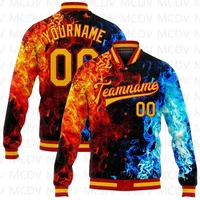Custom Black-Old Gold Varsity Bomber Jacket | 3D Tiger & Peacock Design Full-Snap Letterman Coat - Image 2