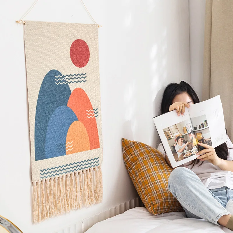 

Nordic Wall Hanging Tapestry Home Decor Cotton Tassel Handmade Woven Bohemian Geometric Canvas Art Background Cloth Tapestry