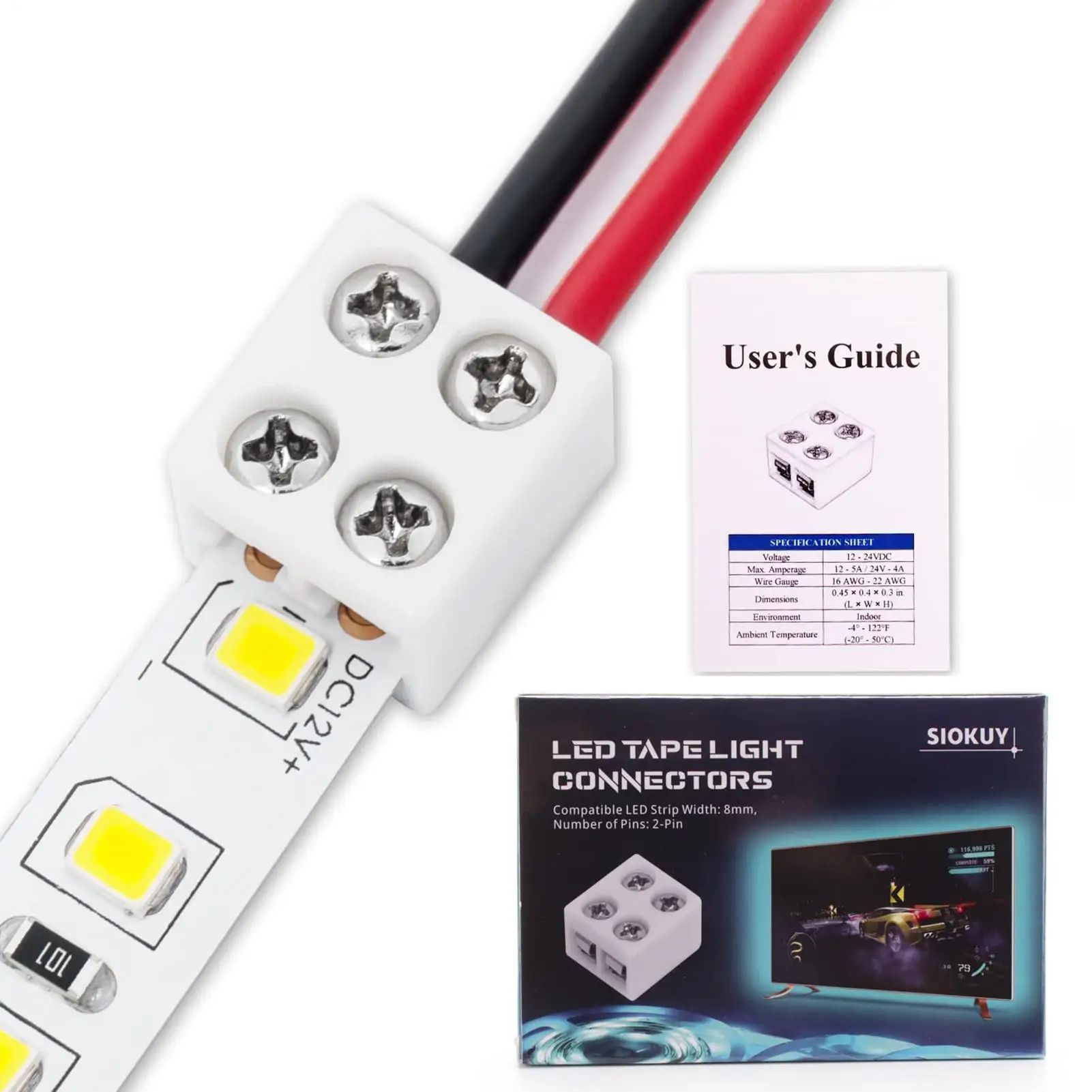 Durable and Versatile 8mm LED Strip Light Connectors