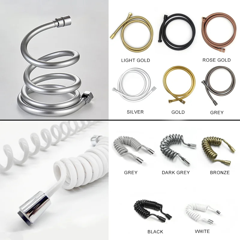 Mangueira Universal do Chuveiro do Banheiro Mola g1 Connection 1.5m Pvc Prata Cinza Ouro Rosa Branco Preto 2m 3m