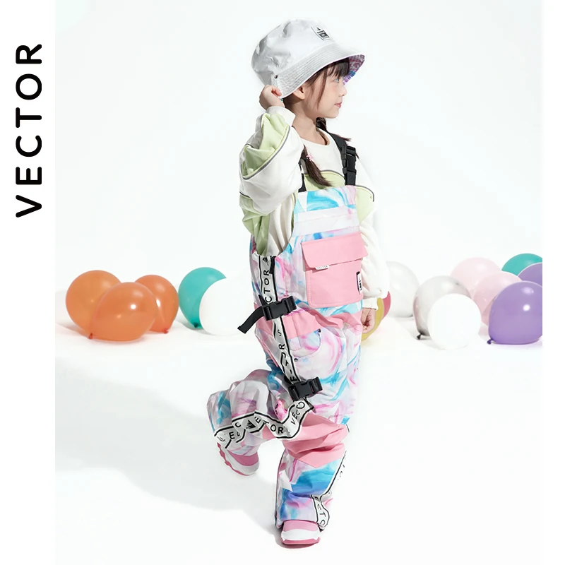 VECTOR Boys and Girls Ski Pants Straight Overalls Jumpsuit Skiing Bib Waterproof Winter Warm Windproof Outdoor Sports Snowboard
