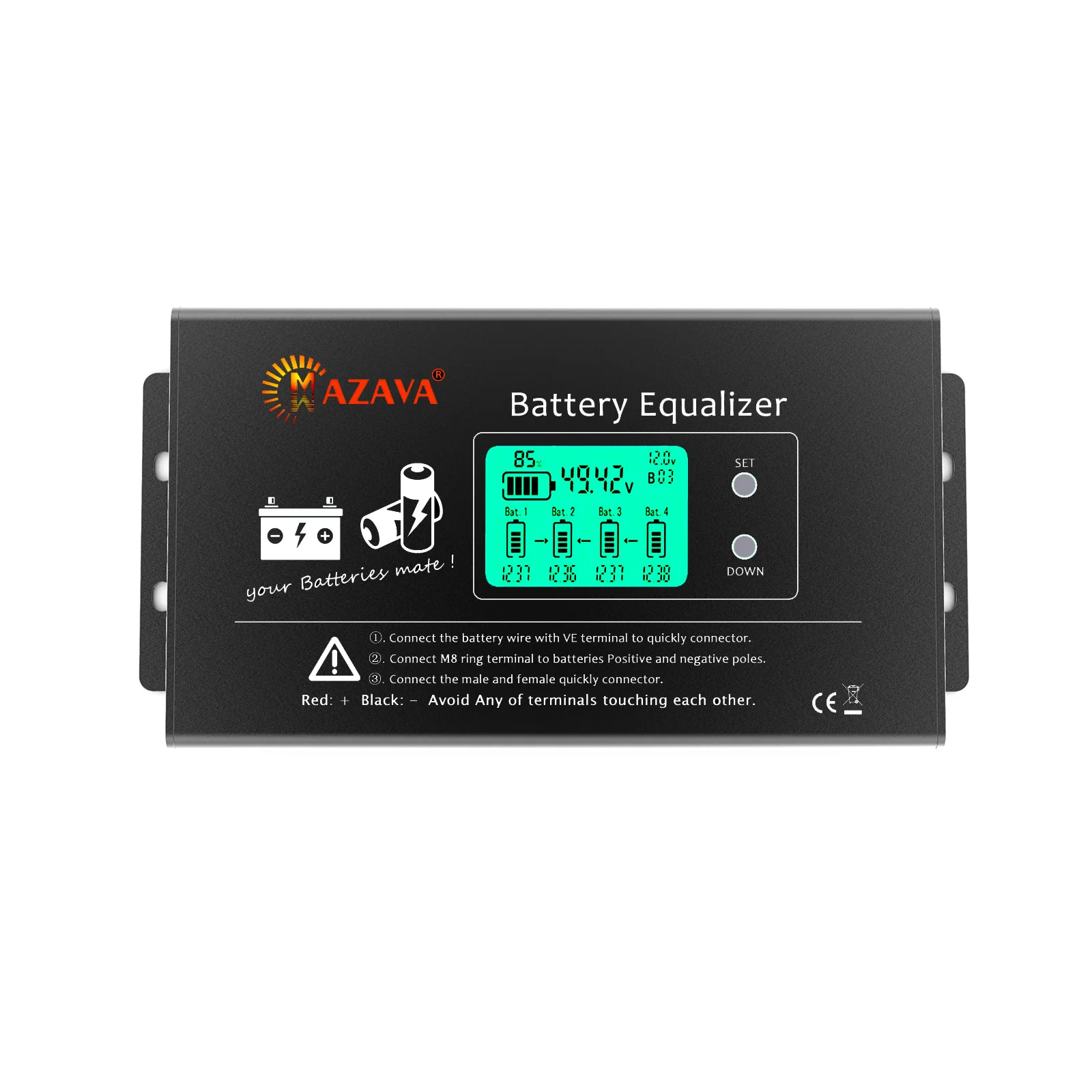 Battery Equalizer MAZAVA PLC-10 HX02 2S 4S 12V 24V 36V 48V 96A ctive LCD Lead Acid Li li-ion LiFePO4 Battery Balancer Monitor