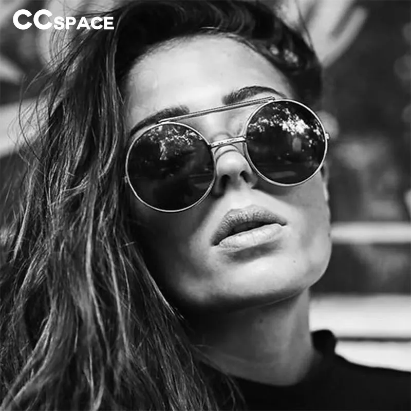Steampunk Retro Round Sunglasses with UV400 Protection - Unisex Cool Shades with Metal Frame