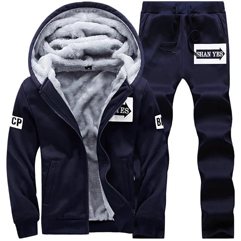 Men's Autumn and Winter Hooded Spliced Zipper Pocket Elastic Waist Drawstring Fashion Versatile Long Sleeved Pants Casual Suit