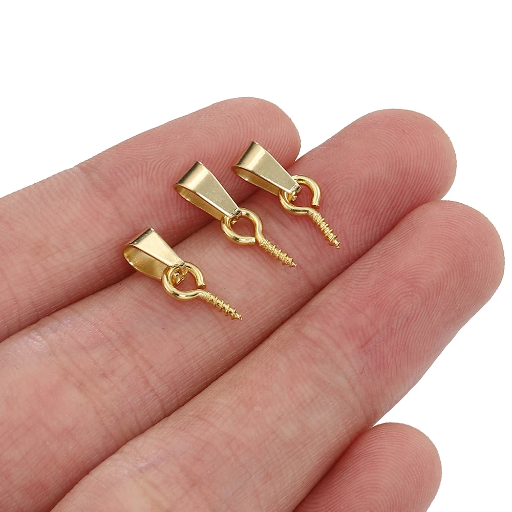 20pcs 스테인레스 스틸 스크류 아이 핀 보석 탑 드릴 비즈 엔드 펜던트 매력 커넥터 DIY 만들기 보석에 대한 매달려 매력