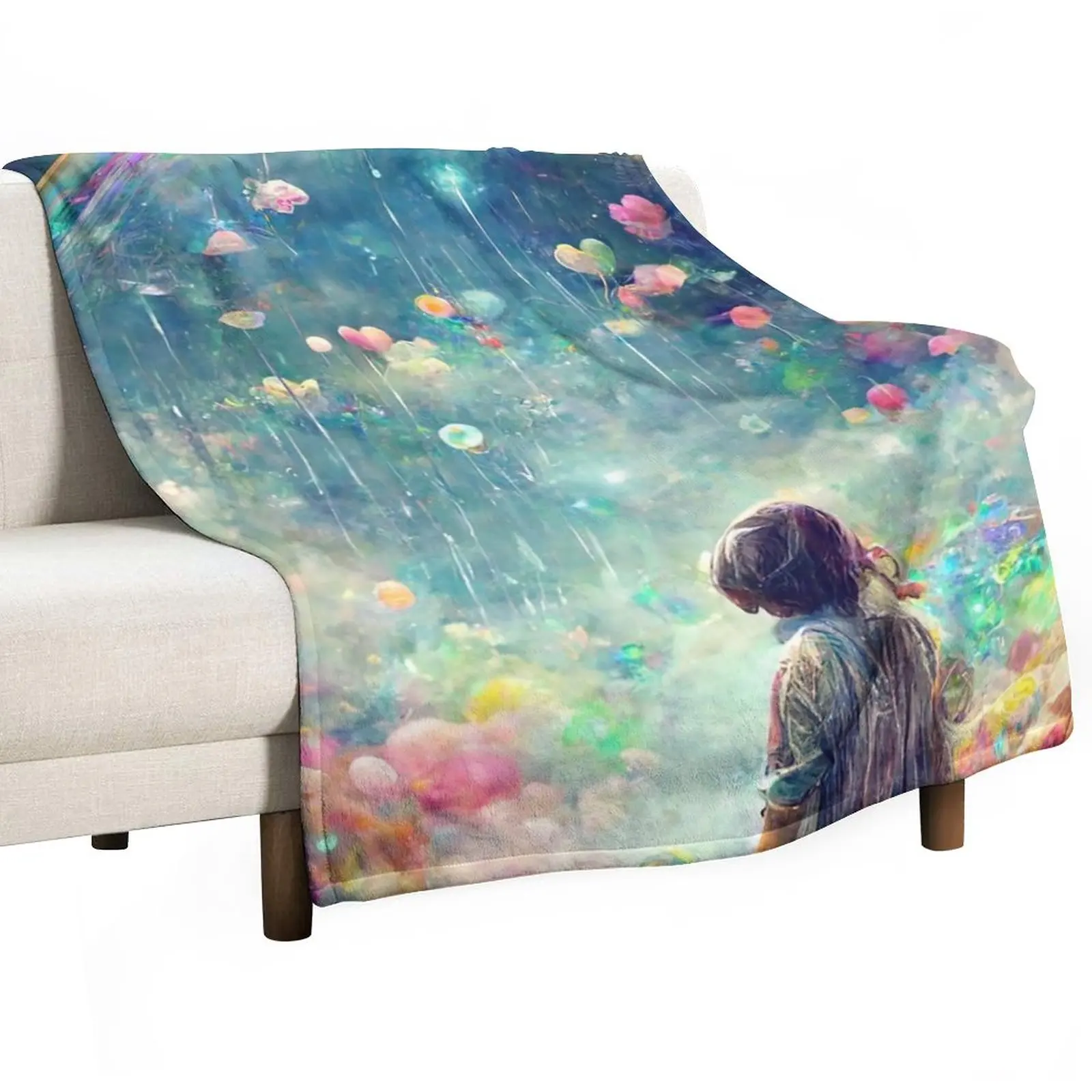

Bubble Girl Dreamer Rainbow Abstract Art Print Throw Blanket Multi-Purpose Blanket For Baby Soft Big Blanket