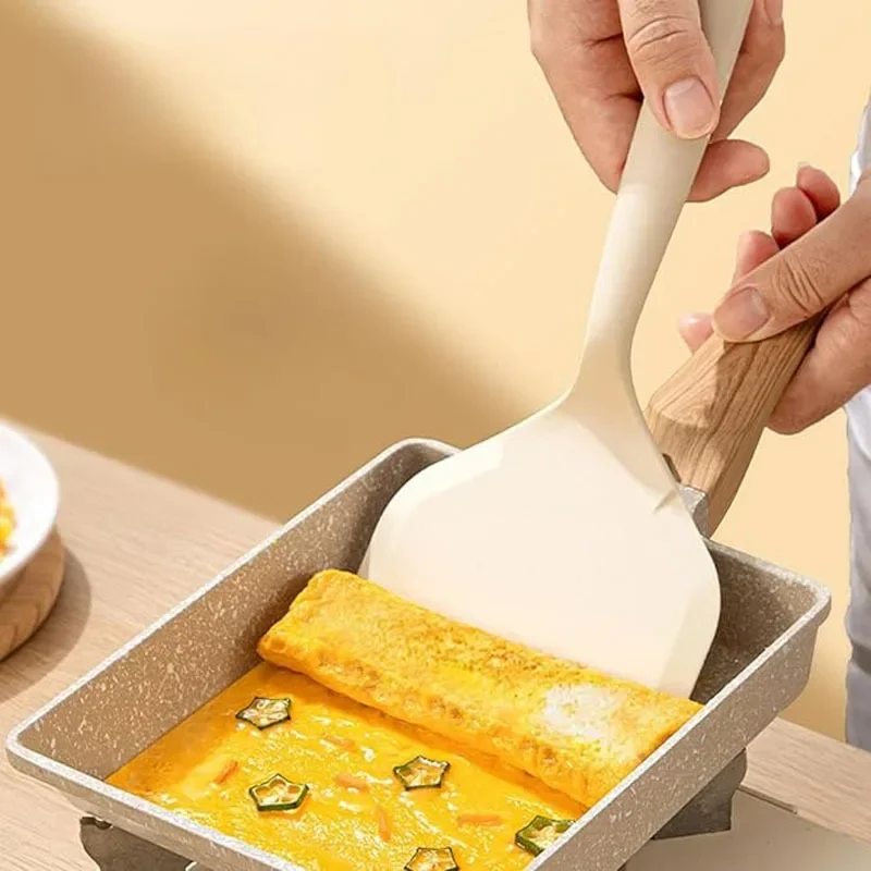Wide Silicone Shovel Spatula Pancake Spatula Omelette Spatula Wide Flexible Turning Non-stick Cookware Kitchen Spatula