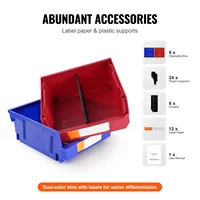SucceBuy 6/12/24pcs Garage Storage Bin Hanging Stackable Wall Mounted Organizer Bin Stacking Containers for Closet KitchenOffice 5