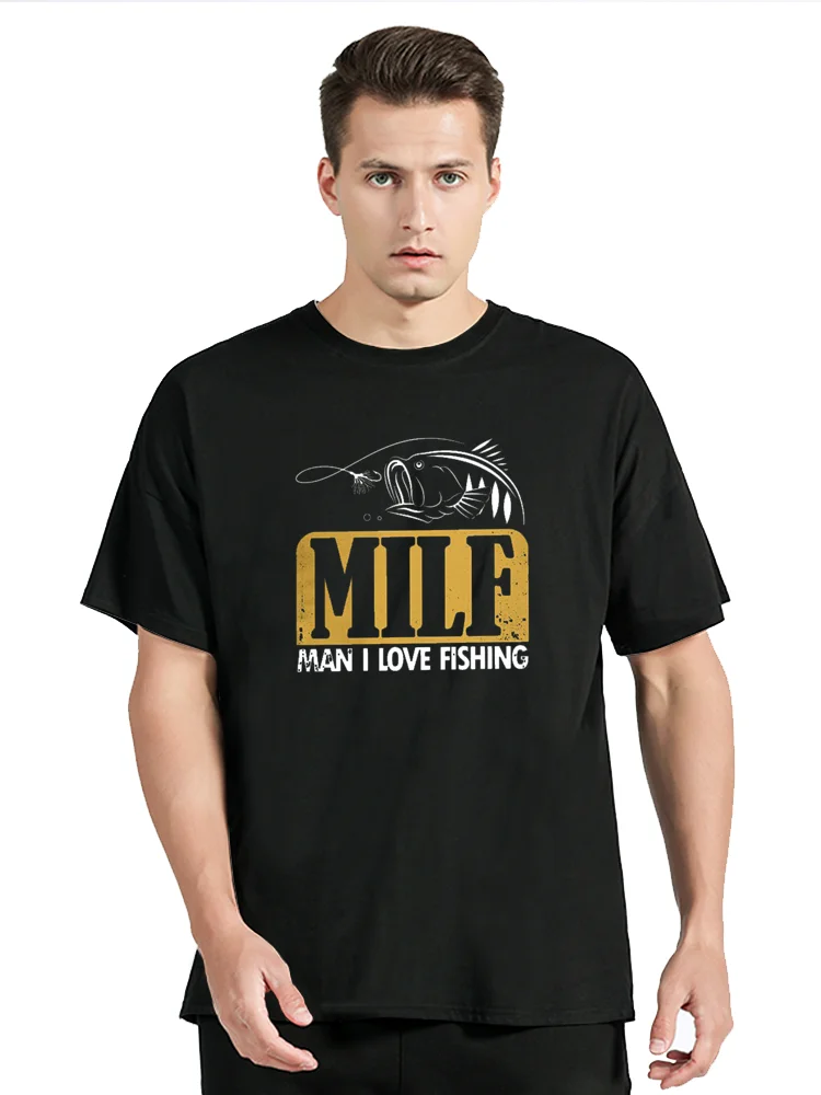 MILF 낚시 티셔츠, 캐주얼 피트니스 티셔츠, 코튼 탑, 남성 의류, 오버사이즈 유니섹스 스트리트웨어, 여름 패션