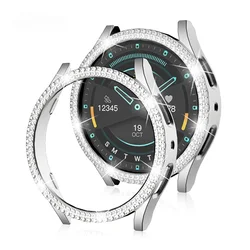 Diamond - Encrusted Protective Watch Bumper - Shiny, No - Glass Design for Galaxy Watch7 44mm (Silver)