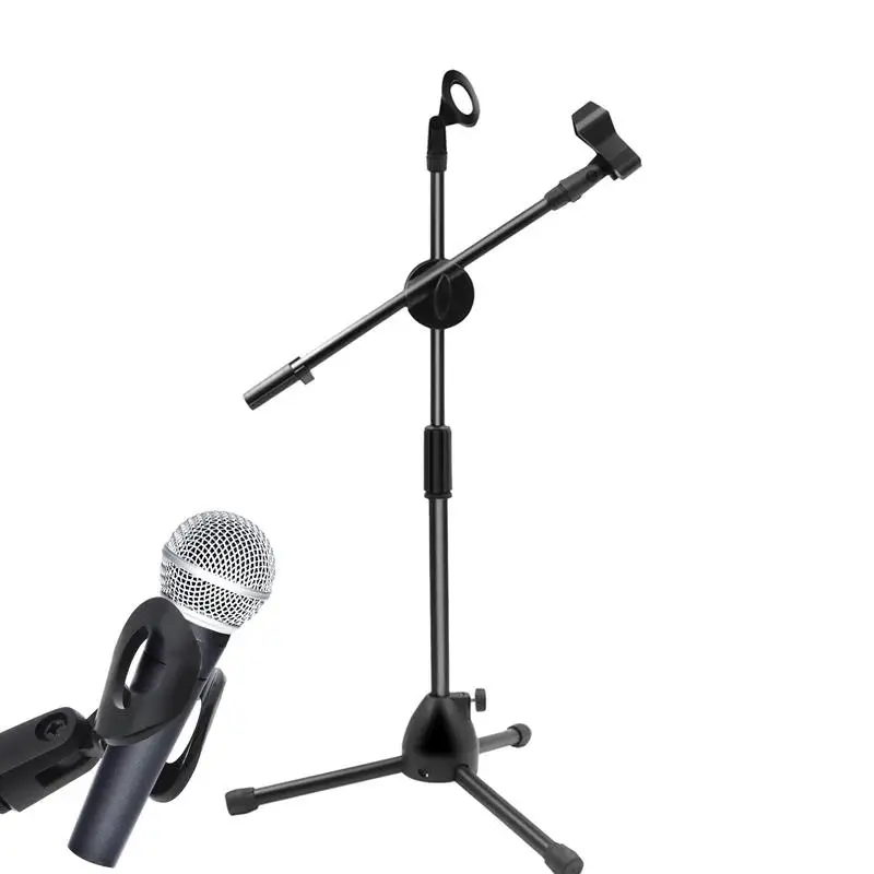 Microphone Stand Mic Stand Holder Portable Foldable Angle Adjustable Tripod With Mic Clip Holder Adjustable Desktop Microphone