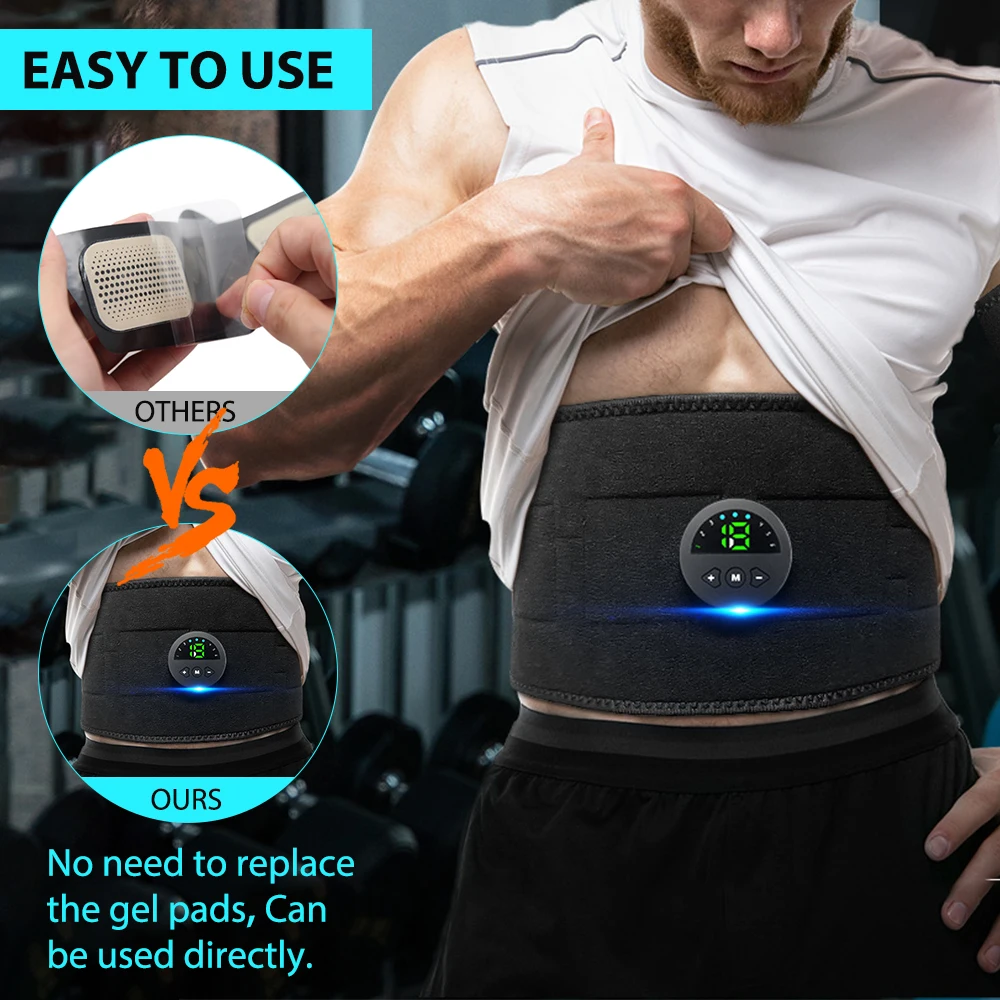 EMS Electric Abdominal Body Slimming Belt Smart Abdomen Muscle Stimulator Slimming Massager Fitness Lose Weight Fat Burn Unisex